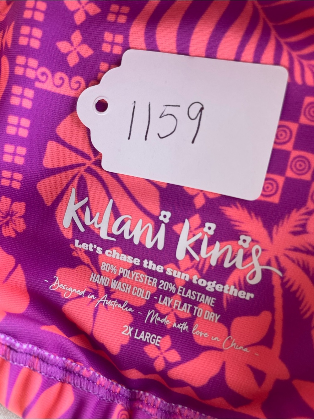 Kulani Kinis Tropical Print Bikini Set 2XL Pink Purple Beach + Bucket Hat (M/L) - Picture 9 of 9